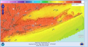 wednesday temperatures near 90