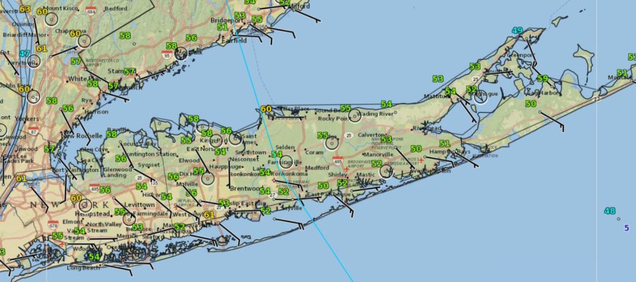 long island temperatures