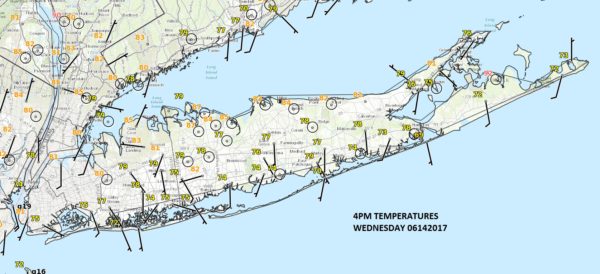 fathers day long island temperatuers