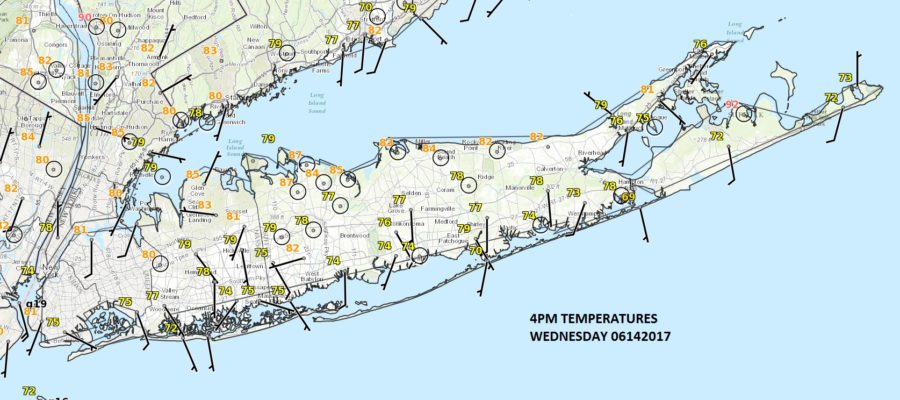 long island temperatuers