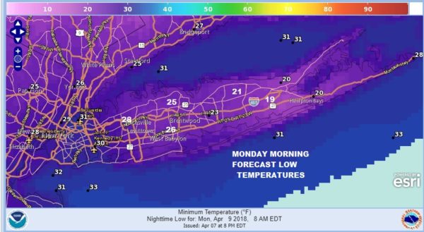 Long Island Remains In An April Cold Pattern