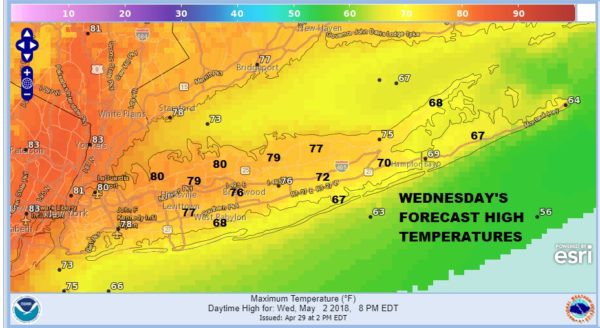 Long Island's First 80 Degree Highs Wednesday Thursday Friday