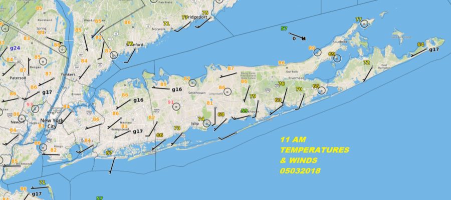 Long Island Heading Toward 90 Degrees Inland This Afternoon