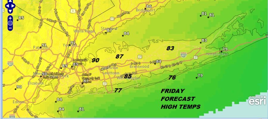 FRIDAY FORECAST HIGH TEMPERATURES
