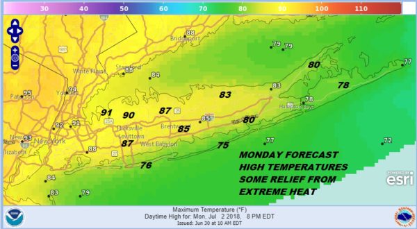 Heat Advisory Long Island 90s Today Mid to Upper 90s Sunday