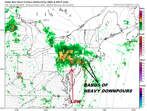 Thunderstorms Bands Saturday Night Downpours Later Sunday