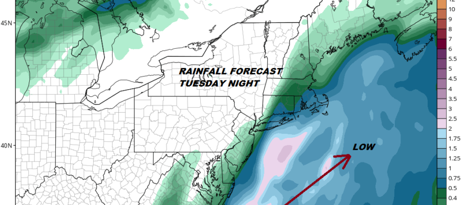 Coastal Storm Grazes Long Island Tuesday Night