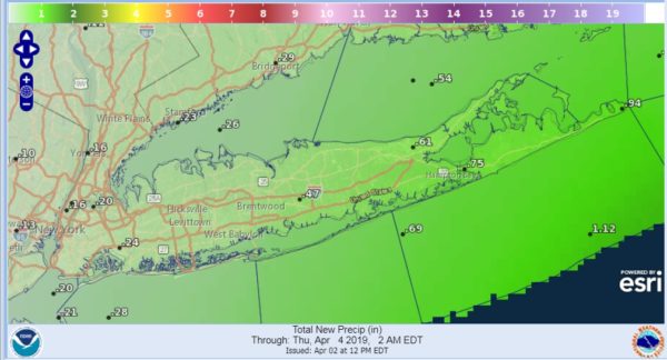Coastal Storm Brushes Long Island Overnight Dry Breezy Warmer Wednesday