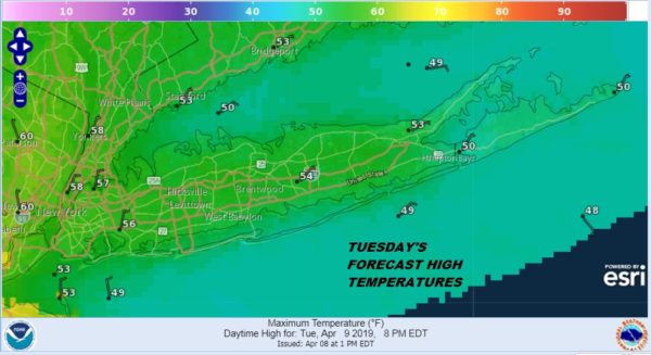 Long Island Temperatures Struggling This Afternoon