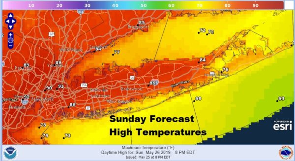 Long Island Beach Day Sunday Warm Humid 80s Cooler Less Humid Memorial Day