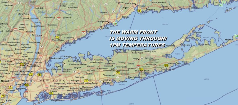 Warm Front Pushes Through Long Island 70s This Afternoon